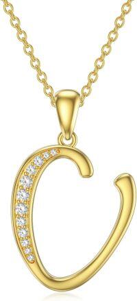 wholesale 14K Gold Moissanite A Z Initial Necklace for Women 16+2 -U