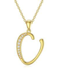 wholesale 14k Yellow Gold Lab Diamond Initial Letter Necklace Wholesale With Chain-U