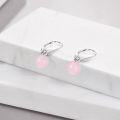 wholesale 925 Sterling Silver Yellow Jade Round Ball Leverback Dangle Drop Earrings for Women-0-9