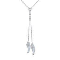 wholesale 925 Sterling Silver Blue Opal Angel Wings Pendant Necklace-White Opal