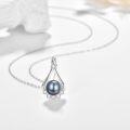 wholesale 925 Sterling Silver 7mm Black Pearl Necklace, Simple Elegant Minimalist Pendant-0-2