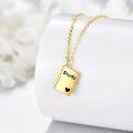 wholesale 10K Gold Book Shaped Locket Pendant Necklace with Heart Charm and Chain - Fine s for Women-0-2