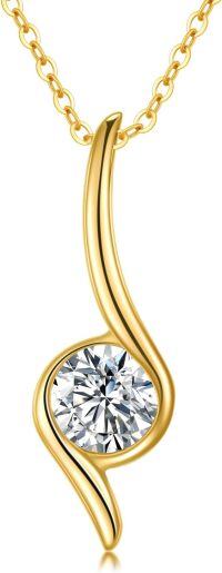 wholesale 14K Gold Pendant with Round Cut Moissanite and Curved Design - Christmas Gift for Women-Infinity Moissanite-B