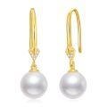 TOUPOP 14k Gold Pearl & Moissanite Dangle Earrings-0-0