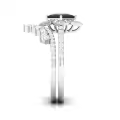TOUPOP Sterling Silver Agate Moissanite Black Onyx Wedding Ring Set-0-2