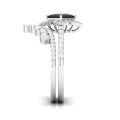 TOUPOP Sterling Silver Agate Moissanite Black Onyx Wedding Ring Set-0-2