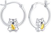 wholesale 925 Sterling Silver Cartoon Hamster Huggable Hoop Earrings for Sensitive Ears-Hamster