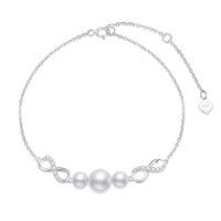wholesale 10k Rose Gold Infinity Pearl Bracelet With White Pearls And Diamonds-14k White Gold gold