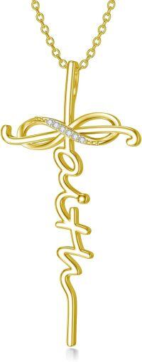 wholesale 925 Sterling Silver Infinity Love Heart Pendant with Cubic Zirconia Chain Necklace  for Women Girls 36 Length (Gold)-Type 11 - Gold