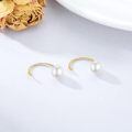 wholesale 14k Gold White Pearl C Shape Hoop Earrings For Women-0-3