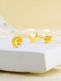 wholesale 14K Gold Crescent Moon Hoop Stud Earrings for Women - Valentines Day Gift-0-4