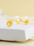 wholesale 14K Gold Crescent Moon Hoop Stud Earrings for Women - Valentines Day Gift-0-4