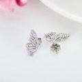 wholesale 925 Sterling Silver Butterfly Wing Cubic Zirconia White Gold Plated Stud Earrings-0-6