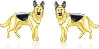wholesale 925 Sterling Silver German Shepherd Dog Stud Earrings for Women - Pet Lover Gift-German Shepherd
