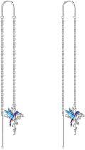 wholesale 925 Sterling Silver Hummingbird Threader Earrings with Platinum Plating for Women-0-0