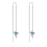wholesale 925 Sterling Silver Hummingbird Threader Earrings with Platinum Plating for Women-B2-Silver+hummingbird