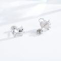 wholesale 925 Sterling Silver Cat Stud Earrings with Moon Heart Design for Women-0-1