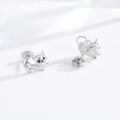 wholesale 925 Sterling Silver Cute Winking Cat Stud Earrings Platinum Plated Animal Jewelry-0-1