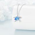 wholesale 925 Sterling Silver Blue CZ Turtle Pendant Necklace for Women Girls  48cm Chain Length-0-1