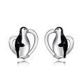 wholesale 925 Sterling Silver Penguin Earrings Wholesale In Heart Shape Design-0-0