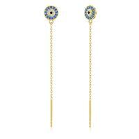 wholesale 14k Blue Sapphire Evil Eye Drop Earrings-Evil Eye