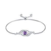wholesale 925 Sterling Silver Birthstone Dainty Infinity Bracelet for Women-02-Feb.-Amethyst