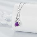 wholesale 925 Sterling Silver Purple Amethyst Celtic Knot Pendant Necklace s for Women-0-3