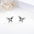 wholesale 925 Sterling Silver Celtic Knot Black Enamel Butterfly Stud Earrings for Women-0-3