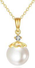 wholesale 14K Gold Heart-Shaped Freshwater Pearl Diamond Pendant Necklace for Women Gifts-0-0