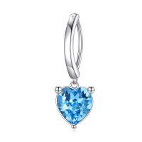 wholesale 925 Sterling Silver Dangle Clicker Belly Button Ring for Women Simple Reverse Navel Rings Body Jewelry-bule Heart belly ring