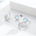 wholesale 925 Sterling Silver Heart-Shaped Moonstone Stud Earrings with Lotus Design - Rainbow Blue Stone s for Women and Girls-0-1