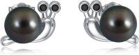 wholesale 925 Sterling Silver Black Pearl Stud Earrings with Starfish Design Gift for Women and Mom-Snail Stud Earrings