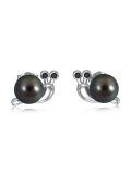 wholesale 925 Sterling Silver Black Pearl Stud Earrings with Starfish Design Gift for Women and Mom-0-0