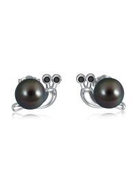 wholesale 925 Sterling Silver Black Pearl Stud Earrings with Starfish Design Gift for Women and Mom-Snail Stud Earrings