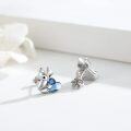wholesale 925 Sterling Silver Fox Heart Blue Crystal Stud Earrings-0-1