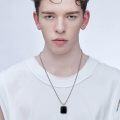 wholesale 925 Sterling Silver  Square Black Onyx Pendant Chain for Men (24+2)-0-2