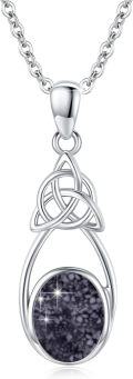 wholesale 925 Sterling Silver Celtic Knot Black Druzy Pendant Necklace-0-0