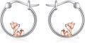 wholesale 925 Sterling Silver Fox Hoop Earrings - Adorable Animal  for Her-0-0