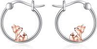 wholesale 925 Sterling Silver Fox Hoop Earrings - Adorable Animal  for Her-fox