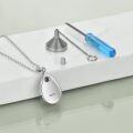 wholesale 925 Sterling Silver Moonstone Teardrop Memorial Necklace with Ashes Keepsake, 24.8x11.6mm Pendant, 18 Chain, Gift Box-0-4