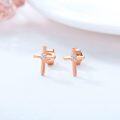wholesale Rose Gold Diamond Cross Stud Earrings - Religious s for Women and Girls-0-3
