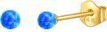 wholesale 14k Yellow Gold Blue Opal Round Ball Stud Earrings for Women - Everyday Wear Gift Idea-0-0