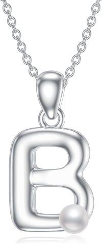 wholesale Sterling Silver Pearl Dainty Initial Necklace for Women-B