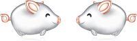 wholesale 925 Sterling Silver Pig Stud Earrings with Rose Gold Accents-Pig Earrings