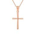 wholesale 14K White Gold Polished Cross Pendant Chain Necklace for Women Girls 20 + Extender-0-35