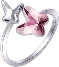 wholesale 925 Sterling Silver Pink Butterfly Crystal Ring-Pink