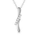 wholesale 14K Gold Wave Shape 7 Diamonds Soulmate Pendant Necklace for Women Wife Mom-0-0