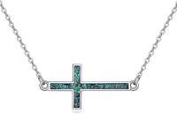 wholesale 925 Sterling Silver Turquoise Cross Necklace - Hypoallergenic, Handcrafted Unique Gift for Women-E. Turquoise