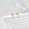 wholesale 14k Yellow Gold Diamond Cross Stud Earrings for Women - Religious s-0-2