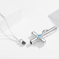 wholesale 925 Sterling Silver White Gold & Birthstone Cross Urn Necklace for Ashes – Cremation Jewelry with 925 Sterling Silver, Keepsake Memorial Gift for Women Men-0-3